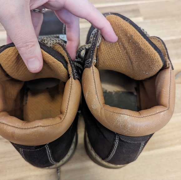 Vintage Post Card Italian Leather Ski Boots Brown Suede Chunky Hiking - Picture 11 of 12